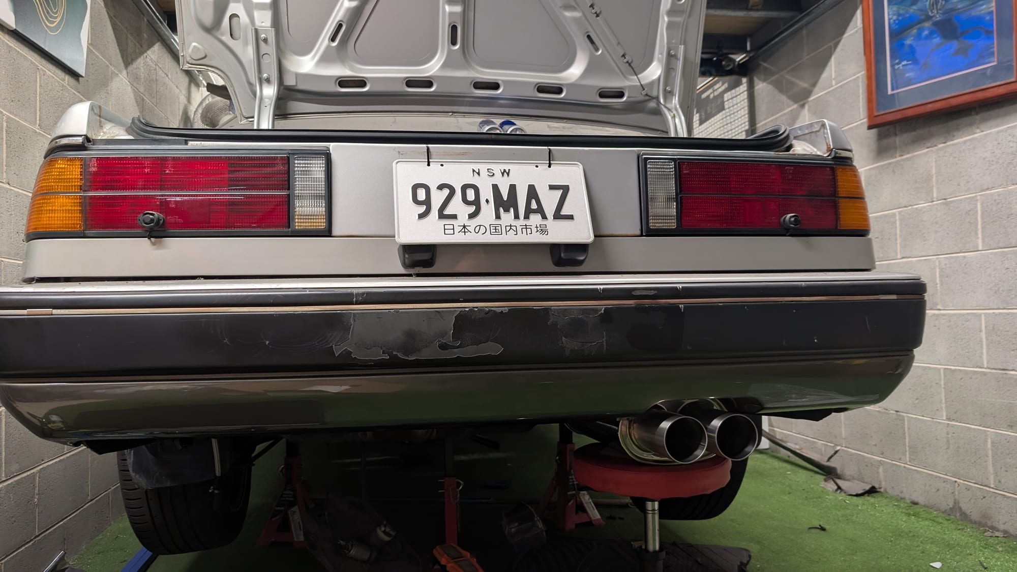 Rear of the 929 — NSW 929·MAZ plate, two-tone silver