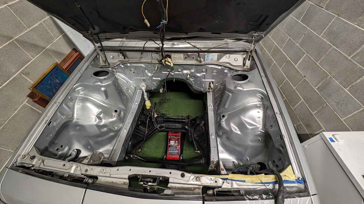 Freshly painted engine bay